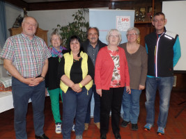 Unsere neue Vorstandschaft. (Es fehlen Lydia Grosser und Fritz Weber)v. r. n. l. Werner Baur, Brigitte Eckert, Kirstin Reis, Volker Zahn, Doris Klement, Michaela Baur, Dirk Schneider.